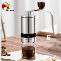 BEEMAN Coffee Grinder Stainless Steel Adjustable Hand Grinder Coffee Machine Coffee Bean Burr Grinders Mill Kitchen Tool Grinder