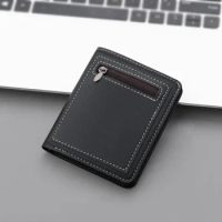 Vertical wallet men's short men's wallet with zipper niche design men's small wallet