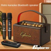 Cyboris T9 Wireless Bluetooth Speaker Indoor And Outdoor K Singer Portable Retro Microphone Sound Home Radio FM Classic Sound