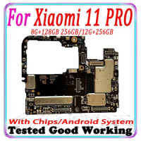 100% Unlocked Motherboard For Xiaomi 11 Pro 11Pro Mother Logic Board With Full Chips Circuits Flex Cable Work mainboard