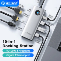 ORICO USB C HUB 4K 60Hz Type C to HDMI 2.0 RJ45 PD 100W Adapter For Macbook Air Pro iPad Pro M2 M1 PC Accessories USB 3.0 HUB