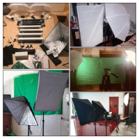 Softbox Lighting Set Photo Studio Kit Tripod Light Stand Background Support Green Backdrop Umbrella Photography Video Shooting