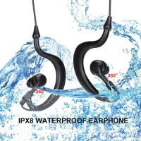 IPX8 Waterproof MP3 Headphone Ear-hook Type 3.5mm Swimming Diving Headset Music Player Earphone