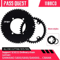 PASS QUEST 110BCD Double Chainring 46-33T/48-35T/50-34T/52-36T/53-39T/54-40T 2X Sprocket for DA9000,5800,6800 Bicycle Parts