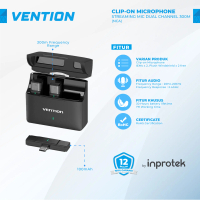 Vention Microphone Wireless Mic Clip-On Live Streaming Mike Dual Channel