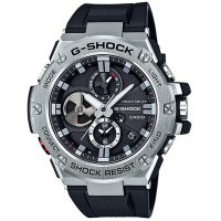 CASIO G-SHOCK G-STEEL系列個性強悍造型休閒錶-黑X銀(GST-B100-1A)/53.8mm