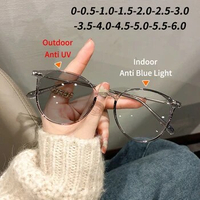 New Photochromic Myopia Glasses Women's Anti blue light Korean Style Glasses Frame Computer Glasses