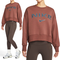 Nike PHNX FLC OOS Logo CRE 女款 棕色 運動 大學T 寬鬆 磨毛 長袖 FV7675-218