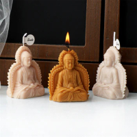 3D Meditation Tathagata Little Buddha Candle Mold DIY Glow Buddha Statue Aromatherapy Gypsum Decoration Fondant Silicone Mold
