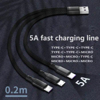 3IN1cable is suitable For OnePlus 9 OnePlus 10T 5G Xiaomi 12 13 14 Android type-C mobile phone one split three fast charg