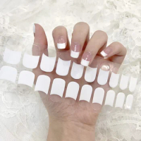 20 Strips White Gel Nail Stickers No Baking Full Cover Gel Nail Art Wraps Waterproof Long Lasting Manicure Decals