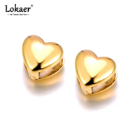Lokaer Stainless Steel Smooth Heart Hollow Hoop Earrings For Women Anti Allergic 18K Real Gold Plated Statement Jewelry E24008