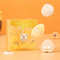 Butter Powder Puff Set Box Fits Well Non-Powder Absorbing Dual-Use for Dry and Wet Ultra-Soft Skin-F