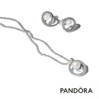 【Pandora官方直營】圓形鑲邊珍珠項鏈耳環套組