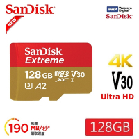 SanDisk 晟碟 (極速升級 全新版) 128GB Extreme MicroSDXC V30 A2 記憶卡 (讀取190MB/s 原廠永久保固)