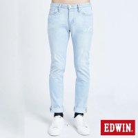 【EDWIN】男裝 五袋破窄直管牛仔長褲(漂淺藍)