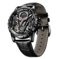 AILANG new men's hollow automatic movement watch mechanical luxury watch double pendulum flywheel men's watch 2022