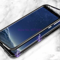 50pcs 360 Magnetic Adsorption Phone Case for Samsung Galaxy S9 S8 Plus S7 Edge Tempered Glass Magnet Cover Note 9 8 Case