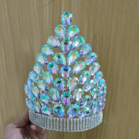 Tall Pageant Crystal Crown Tiara Royal Princess Birthday Beauty Party Crown