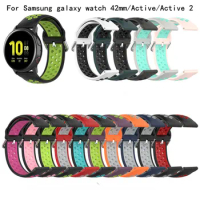 20mm 22mSilicone Wrist Band Strap for Samsung galaxy watch 42mm Replaceable for Samsung active2 Smart watch Two-color breathable
