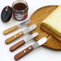 Small Spatula Stainless Steel With Wooden Handle Jagged Multifunction Wipe Cream Sandwich Jam Bread Butter Knife Kitchen Gadget