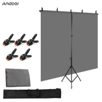 Andoer 5x7ft Solid Color Backdrop Photography Kit with T-Shaped Background Support Green Backdrop for Photo Studio Photography