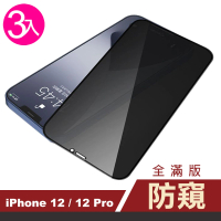 iPhone12 12 Pro 滿版保護貼高清防窺9H玻璃鋼化膜手機膜(3入 12Pro保護貼 12保護貼)
