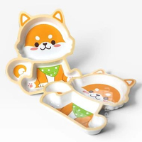 PRUMU Piring Makan Anak Melamin Piring Sekat dengan Karakter Lucu - P3105