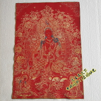 西藏佛像 唐卡畫像織錦布畫條幅絲綢繡 四臂觀音菩薩像 紅度母像