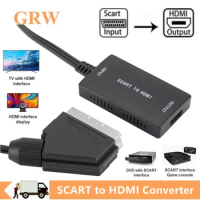 Grwibeou SCART to HDMI-compatible Video Audio Converter With USB Cable For HDTV Sky Box DVD Television Signal Upscale Converter