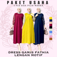 Dress Gamis Wanita ( 100rb 3pcs Cod Pilih Warna ) Dress Gamis Wanita Cringkle Airflow Kombinasi Ld12