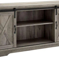 Walker Edison Richmond Modern Farmhouse Sliding Barn Door TV Stand for TVs up to 65 Inches, 58 Inch, Grey Wash