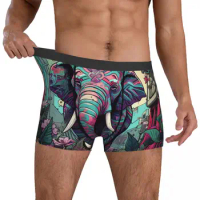 Elephant Underwear Wall Graffiti Design Boxer Shorts Hot Male Panties Stretch Boxer Brief Birthday Present
