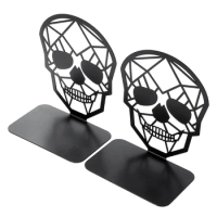 Hollow Skull Desktop Nonskid Bookends Art Decorative Iron Desk Book End Metal Book Support For Shelves For Books