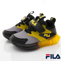 FILA斐樂頂級童鞋-輕量電燈運動鞋7-J852V-066黑(中小童段