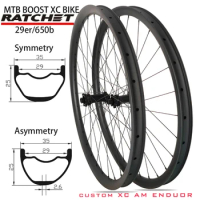 29er 27.5er MTB Bike Wheels Carbon 35mm 30mm Goldix Ratchet Hub Tubeless Mountain Bicycle Wheelset Symmetry Asymmetry 28h XC AM