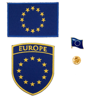 DIY繡片補丁貼 三件組歐盟盾牌刺繡+歐盟國旗刺繡+歐盟徽章 胸章 立體繡貼 裝飾貼 徽章 刺繡布貼 補丁 布章 臂章貼