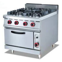 Stainless Steel Gas Stove with 4-Burner and Gas Oven, Vertical Multi-cooker Gas Cooktop, Free Shipping