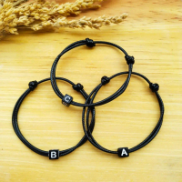 [ Huruf Dadu Hitam A - T ] Gelang couple/gelang persahabatan/gelang huruf/gelang inisial Acc Berkah 