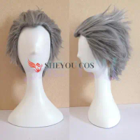 High Quality Vergil Short Silver Wigs Heat Resistant Synthetic Hair Cosplay Costume Wig + Wig Cap