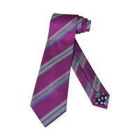 【Paul Smith】PAUL SMITH標籤LOGO間隔條紋設計真絲領帶(寬版/紫紅x多色)