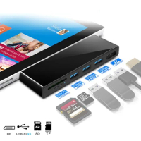 6 in 1 Mini DP USB 3.0 Hub Docking to 4K 30Hz Display DP SD/TF Micro SD Card Reader USB 3.0 Hub for Microsoft Surface Pro 4 5 6