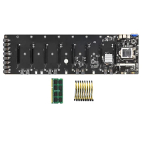 ETH-B75 V1.0Y Motherboard Supports 8XPCIE 16X Slot with 8G DDR3 1600Mhz RAM+8Xpower Cord ETH Motherboard