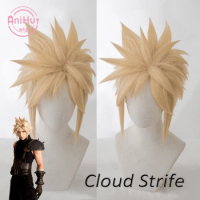 【AniHut】Cloud Strife Wig Final Fantasy VII Remake Cosplay Blonde Synthetic Heat Resistant Hair Cloud Cosplay