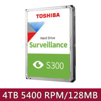 TOSHIBA 影音監控 S300 3.5吋 4TB 5400 RPM/128MB (HDWT840UZSVA)