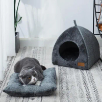 Cuddler Pets Triangle Burrow Igloo Cat Bed For Bag Cave Sleeping Puppy Nest House Warm