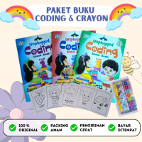 Buku Coding Anak TK Paud (Buku Coding Level 1,2,3 + Crayon + Bonus Lembar Mewarnai)