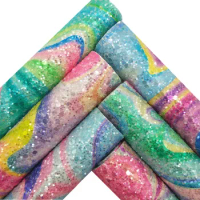 Whirlpool Rainbow Glitter Faux Vinyl Fabric with Felt Backing Glitter Leather Sheets For Earrings Bows DIY 21X29CM GM2375A