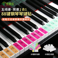 鍵琴貼 音符鍵位貼 便攜式鋼琴鍵盤五線譜貼紙初學者練習紙簡譜貼紙易記鋼琴教學貼紙『cyd12655』