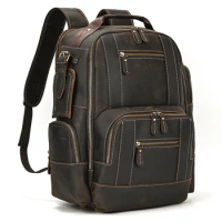 luxury fashion style bagpack travel bag men's leather backpack retro backpack school bag for man leather daypack men